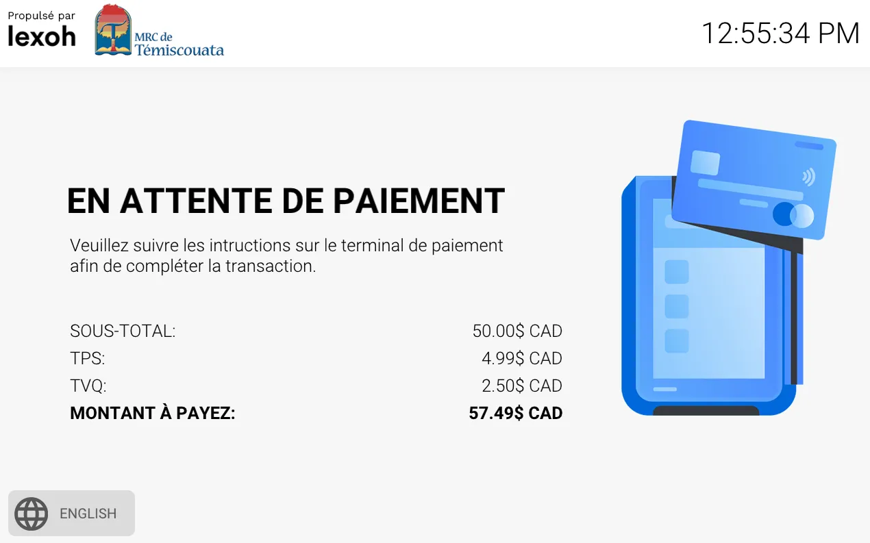 Écran paiement simple et rapide