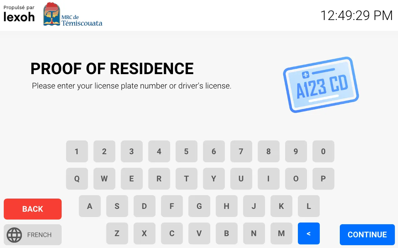 Proof of residence screen