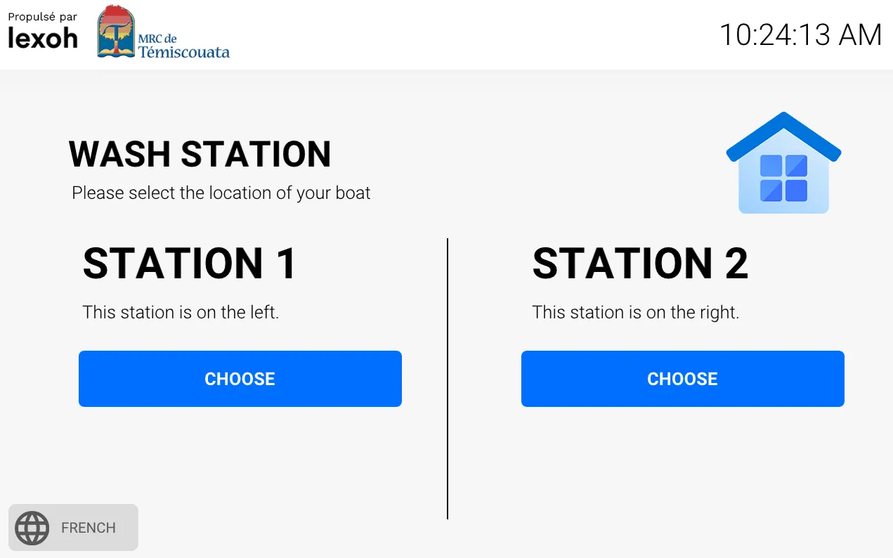 Multiple washing station - selection screen